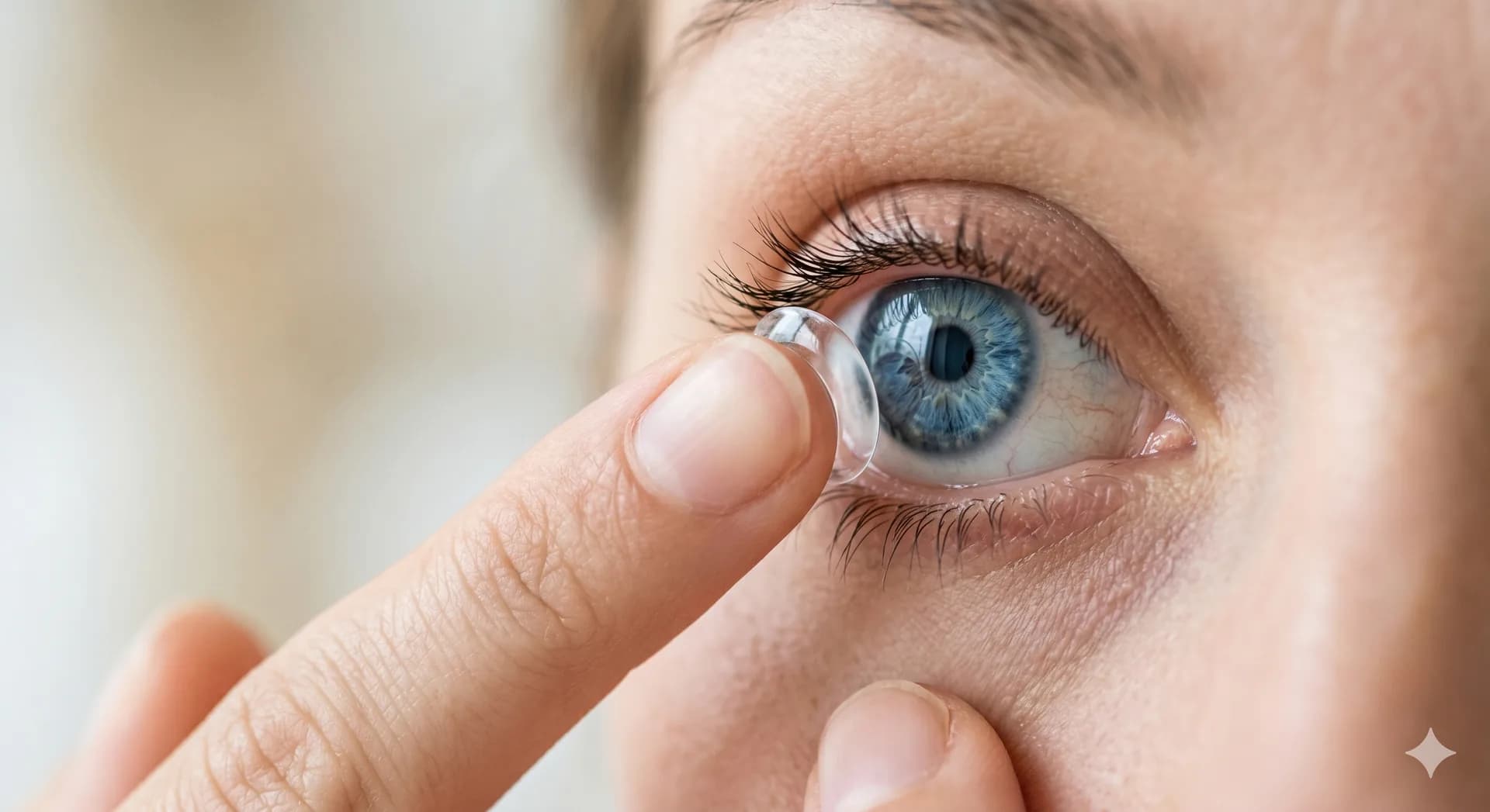 Aplikace kontaktních čoček — optometrista s pacientem